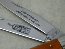 Parker Frost Japan Butter & Molasses American Indians Chief Sitting Bull Slimline Trapper Knife