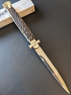  NIB 11"- 28cm Stag Horn A.G.A. Campolin Maltese lockback auto