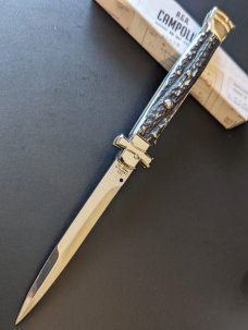  NIB 11"- 28cm Stag Horn A.G.A. Campolin Maltese lockback auto