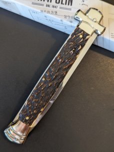  NIB 11"- 28cm Stag Horn A.G.A. Campolin Maltese lockback auto