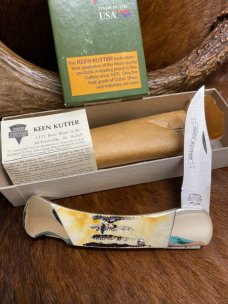 *NEW* Keen Kutter KK597 Lockback Folding Hunter Knife, USA, Stagbone, 440 Carbon Steel, Made in 2006