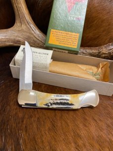 *NEW* Keen Kutter KK597 Lockback Folding Hunter Knife, USA, Stagbone, 440 Carbon Steel, Made in 2006