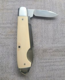 DrT Bullet Head EO Knife in Elephant Ivory..3.75..Cpm154...coa and pouch...older build..older price 