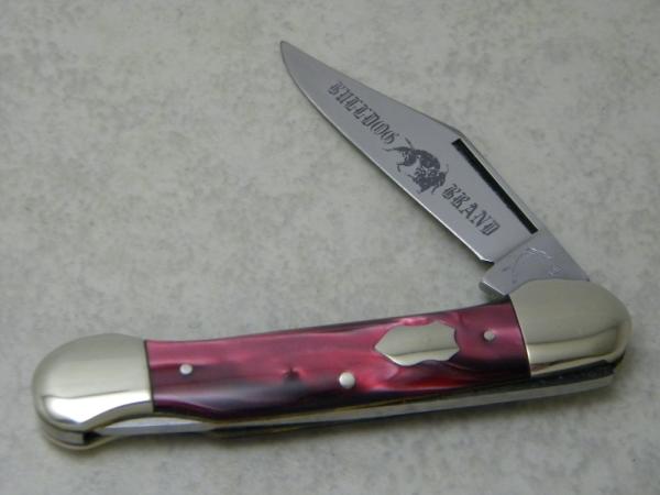 Bulldog Brand Rostfrei Solingen Germany Prototype Crest Shield Pink Pearl Lockback Canoe Knife