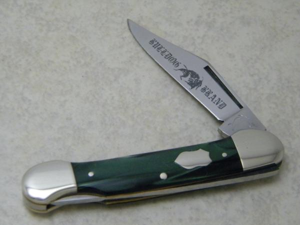 Bulldog Brand Rostfrei Solingen Germany Prototype Crest Shield Green Pearl Lockback Canoe Knife