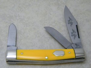 Bulldog Brand Pitt Bull Solingen, Germany Yellow Stockman Knife