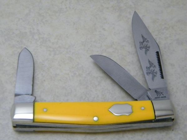 Bulldog Brand Pitt Bull Solingen, Germany Yellow Stockman Knife