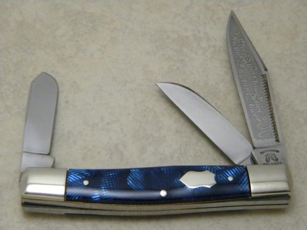 Fight'n Rooster Germany Blue Fingerprint Stockman Knife 1991 When the Going Gets Tough