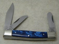 Fight'n Rooster Germany Blue Fingerprint Stockman Knife 1991 When the Going Gets Tough