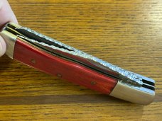 Parker-Edwards 1988 ABCA Ltd Ed 2-Blade Trapper Folding Knife w/Damascus Blade & Red Bone Scales