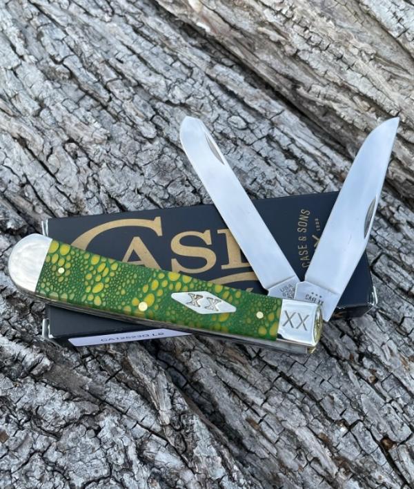 CASE XX ** SFO 2023 YELLOW GREEN BONE LIZARD SKIN DIAMOND XX SHIELD TRAPPER