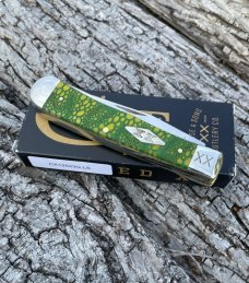 CASE XX ** SFO 2023 YELLOW GREEN BONE LIZARD SKIN DIAMOND XX SHIELD TRAPPER