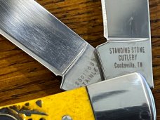 Standing Stone Cutlery SS0116SB Army Trapper Folding Knife w/Jigged Orange Bone Scales
