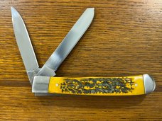 Standing Stone Cutlery SS0116SB Dixie Trapper Folding Knife w/Jigged Orange Bone Scales