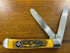 Standing Stone Cutlery SS0116SB Free Mason Trapper Folding Knife w/Jigged Orange Bone Scales