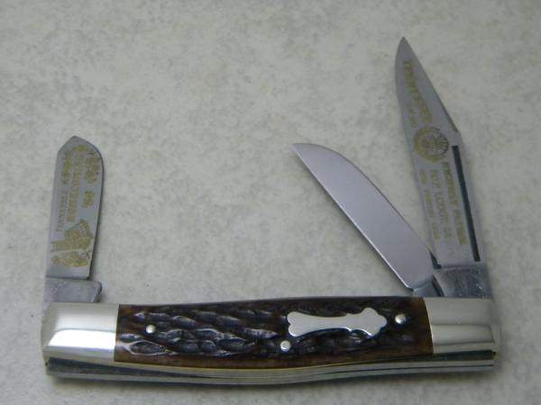 Fight'n Rooster Germany Bone Stockman Knife 1986 Tenn. Highway Patrol FOP Lodge 44 Homecoming