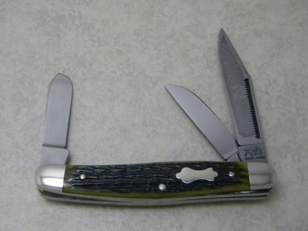 Bulldog Brand Solingen, Germany Green Bone Stockman Knife c.1993 Bulldog Brand Solingen, Germany Green Bone Stockman Knife c.1993