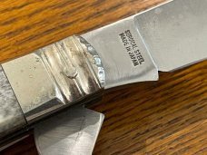 Parker Cut. Co. EK-14/JK-14 S. C. Wragg Sheaf Island Works Replica Folding Bowie w/Sambar Stag Scale
