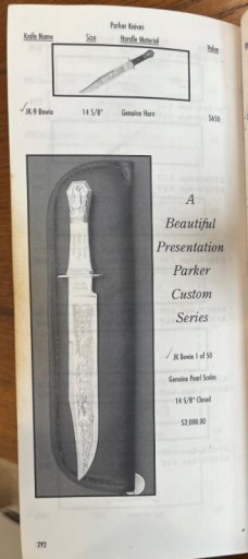 Extremely Rare Parker Cut. Co. EK-9P Patriot Self Defender Bowie Knife w/MOP Handles Japan 1 OF 50