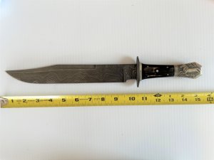 Rare Parker Cut. Co. EK/JK-9D Tak Fukuta Bowie Knife w/Damascus & Buffalo Horn Scales SN#20 of 100