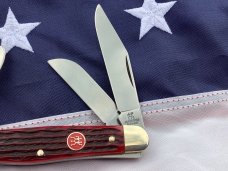 J A Henckels Stockman Pocket Knife w/ Red Bone Handles -NOS
