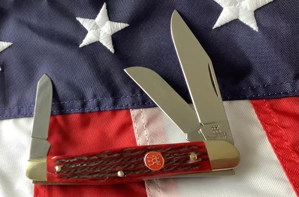 J A Henckels Stockman Pocket Knife w/ Red Bone Handles -NOS J A Henckels Stockman Pocket Knife w/ Red Bone Handles -NOS