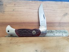 1980's United Boker "Jaguar" - Large Single Blade Lockback - Jigged Red Bone - UC151