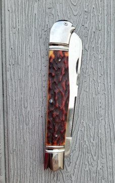4 1/2"  Custom Made Bird's Head Bolster Knife, Premium stag handle 