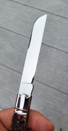 4 1/2"  Custom Made Bird's Head Bolster Knife, Premium stag handle 