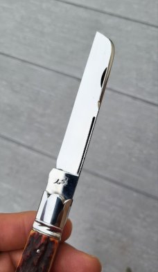 4 1/2"  Custom Made Bird's Head Bolster Knife, Premium stag handle 