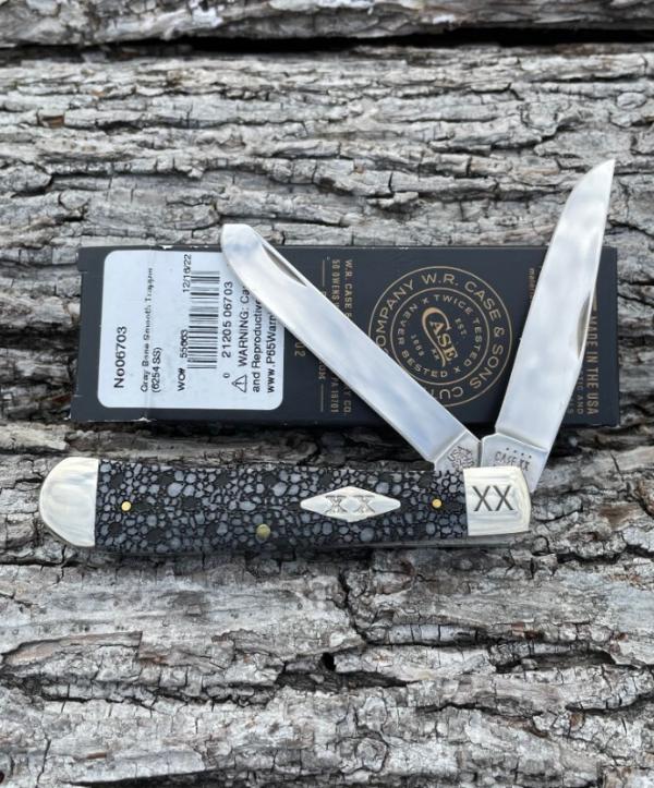 CASE XX ** SFO 2023 SMOOTH GRAY BONE LIZARD SKIN TRAPPER