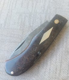 DrT Vicar..Mike Norris Stainless Damascus...Russian Rag Scales...3 5/8"..older build...older price 