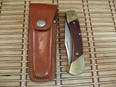 SCHRADE UNCLE HENRY LB7 BEAR PAW VINTAGE U.S.A. MADE FOLDING LOCKBACK POCKET KNIFE W/LEATHER SHEATH