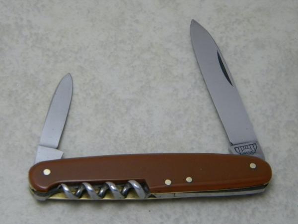 E Bruckmann Ohligs Solingen Germany Orange Corkscrew Utility Pen Knife - C. 1891-1956