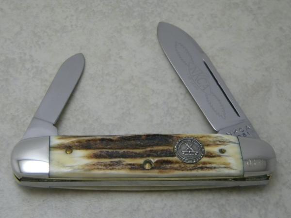 NKCA 1981 Club Knife (Made By Queen) Stag Cigar Pattern Knife NKCA 1981 Club Knife (Made By Queen) Stag Cigar Pattern Knife