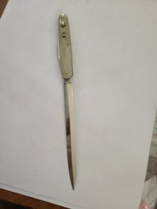 VINTAGE 1940 G SCHRADE KNIFE CO BPORT CT PRESTO BUTTON RELEASE AUTO KNIFE & LETTER OPENER