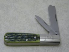 Burnt Chimney Solingen Germany Stainless (Made by Boker) Green Bone Razor Barlow Knife in Box