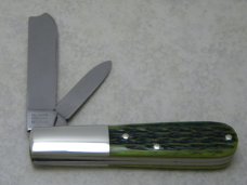 Burnt Chimney Solingen Germany Stainless (Made by Boker) Green Bone Razor Barlow Knife in Box