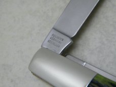 Burnt Chimney Solingen Germany Stainless (Made by Boker) Green Bone Razor Barlow Knife in Box