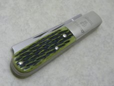 Burnt Chimney Solingen Germany Stainless (Made by Boker) Green Bone Razor Barlow Knife in Box