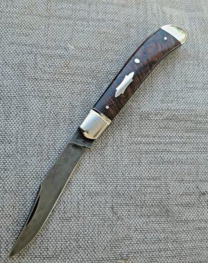 Bobby Toole Ironwood Slimline Trapper..A2..Fluted bolsters&caps...3.75" closed..New...pouch and coa.