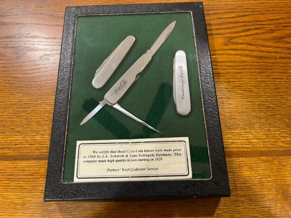 J. A. Schmidt Pre-1960 Coca Cola Advertising Knife Set Germany
