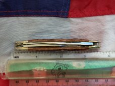 Vintage Ka-Bar Dog Head Whittler Knife w/ Sweet Chestnut Bone Handles +Dog Head Shield -NOS & M/NM