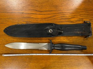 Parker Brothers 12" Spear Point Survival Knife w/Metal Handle Japan