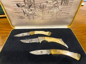 Parker Cut. Co. "Gunfighters Series III -- The Daltons" Ltd Ed Matched Lockback 3-Knife SetSN#645