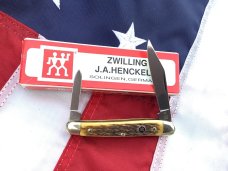 Zwilling J A Henckels 2 Blade Half (1/2) Whittler Knife w/ Fossil Ivory Handles - NOS