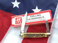 Zwilling J A Henckels 2 Blade Half (1/2) Whittler Knife w/ Fossil Ivory Handles - NOS