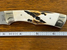 Parker Cut. Co. 6 1/2" Drop Point Hunting Knife w/Stag Scales Japan