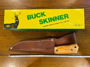 Parker Cut. Co. 7 5/8" Drop Point "Buck Skinner" Hunting Knife w/Smooth Bone Handle Japan