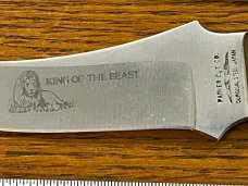 Parker Cut. Co. 8 1/8" Trailing Point "King of the Beast" Hunting Knife w/Smooth Bone Handle Japan
